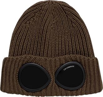 C.P. Company Goggle Beanie - unisex - Hoeden - Groen - ONE Size - Wol - Accessoires