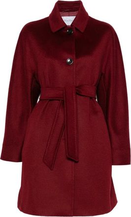 Max Mara Cappotto Filato con cintura - Rosso