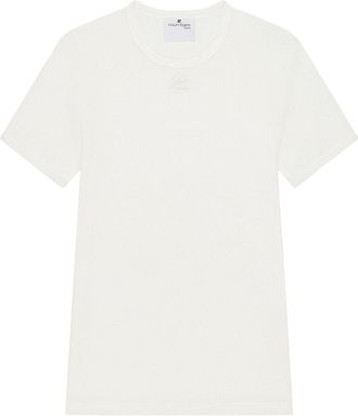 Courr&egrave;ges Tailored White Crew Neck T-Shirt