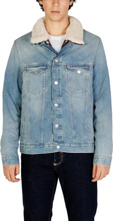 Tommy Hilfiger Mens Denim Jacket Sherpa Collar - Light Blue Cotton - Size X-Large