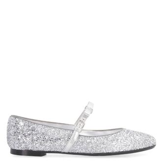 Ferragamo Mary Jane Glitter Ballet Flats, Size 10.5 C