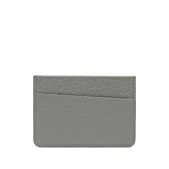 Maison Margiela Wallets & Cardholders, female, Gray, Size: ONE SIZE Grey Leather Card Holder with Signature Stitching