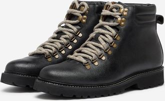Oliver Sweeney Mens Oliver Sweeney Waxed Leather Hiker Boots - Black - Size: UK-11 / us-12 / eu-45