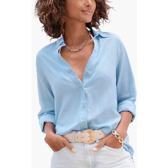 Lascana Womens Button Down Blouse in Blue at Nordstrom, Size 14