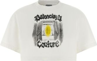 Balenciaga White Cropped T-shirt