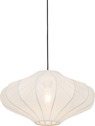 QAZQA Diseño Lámpara colgante inteligente blanca de 50 cm con Wifi ST64 - Plu Textil /Acero Redonda Adecuado para led Max. 1 x 4 Watt - Qazqa