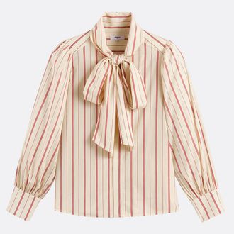 Suncoo Gestreepte blouse met lavalli&egrave;rekraag, LIPS