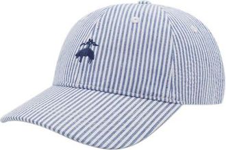 Amicale Cashmere Seersucker Baseball Hat in Striped Blue at Nordstrom