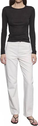 Enza Costa Fine Supima Cotton Long Sleeve Crew Top In Black