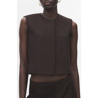 Mango Sleeveless Snap-Up Crop Top in Grey at Nordstrom, Size Medium