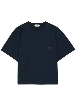 Versace Logo-embroidered Cotton T-shirt - Navy - Xxl