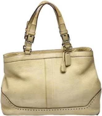 Coach Pre-owned Leren Handtas - Dames - Vintage Handtas - Beige - ONE Size - Leer - Vintage