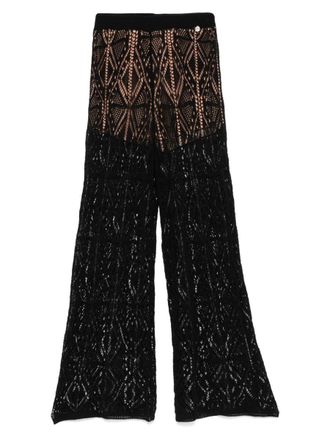 Liu Jo Cotton Semi-Perforated Trousers In Black