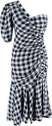 Jonathan Simkhai Twill One-Shoulder Gingham Midi Dress Size XXS