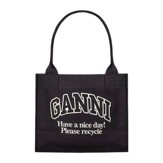Ganni Tote Bag Medium - female - Ganni - Shopping Bags - Black - ONE SIZE - Bags
