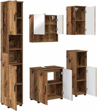 vidaXL Bathroom Furniture Set 5 pcs Old Wood Engineered wood & Metal vidaXL