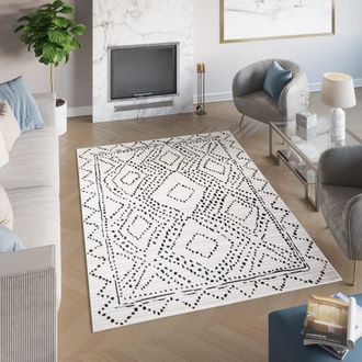 Tapiso Alfombra de polipropileno en crema y negro 80x150 cm