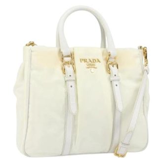 Prada Pre-owned Handbags, female, White, Size: ONE SIZE Pre-owned Nylon Handbag