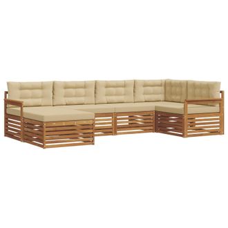 vidaXL Conjunto De Sof&aacute;s De Exterior Con Coj&iacute;n 6 Pcs Natural Y Beige Vidaxl