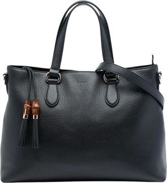 Gucci Pre-owned Handbags, female, Black, Size: ONE SIZE Pre-owned Leather Tote Bag