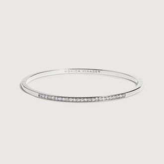 Monica Vinader Sterling Silver Essential Diamond Bangle Lab Grown Diamond