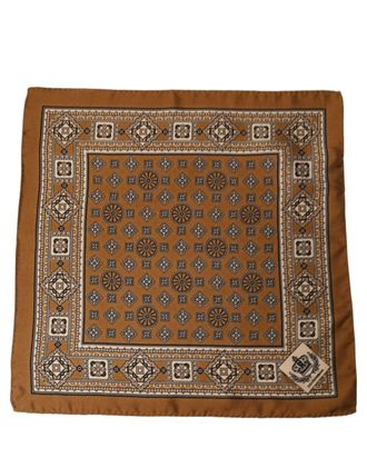 Dolce & Gabbana Geometric Silk Foulard Pocket Square - Brown
