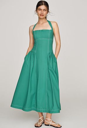 Maeve Poplin Halter Midi Dress