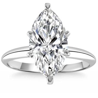 Pompeii3 Certified 2 - 6Ct Marquise Solitaire Diamond Engagement Ring 14k Gold Lab Grown