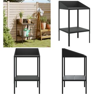vidaXL Supporto per Piante Antracite 56,5x54,5x100 cm Acciaio Zincato - Scaffale per piante - Portafiori