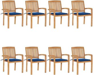 vidaXL Sillas De Jard&iacute;n Apilables 8 Uds Madera De Teca Con Cojines Vidaxl