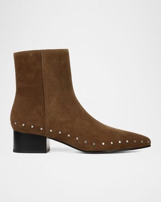 Vince 40mm August Studded Suede Ankle Boots