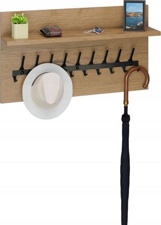 OEM Perchero Tipo Loft De 70 Cm - Negro + Roble Lancelot, S&oacute;lido Y Elegante