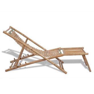 Berkfield Home Outdoor Deck Chair with Footrest Bamboo in Brown