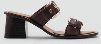 Mango Sandali pelle tacco fibbie marrone - Donna - 35 - MANGO
