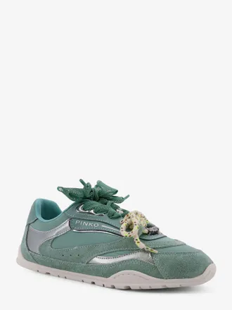 Pinko Womens Sneakers Yulia Suede Blue Leather-Nylon Trainers Leather/nylon