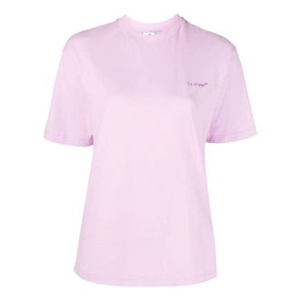 Off-white (WMNS) Off-White Diag-Print Short-Sleeved T-shirt Light Pink OWAA049F22JER0013632