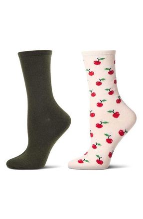 MeMoi Assorted 2-Pack Crew Socks in Green at Nordstrom, Size 9