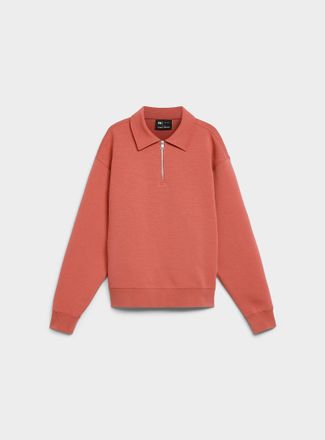 Le 31 Mens Structured jersey zipped polo-collar sweatshirt