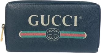 Gucci Tweedehands leren portemonnees - Heren - Vintage Accessoires - Blauw - ONE Size - Leer - Vintage