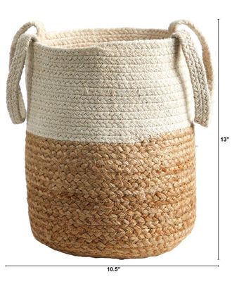 Nearly Natural Handmade 12.5In Jute & Cotton Basket Planter