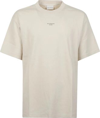 Dr&ocirc;le de Monsieur Klassiek T-shirt met slogan - Heren - T-shirts - Beige - M - Katoen - Tops