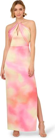 Adrianna Papell Womens Printed Sateen Long Dress - Multicolour - Size 18 UK
