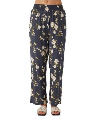 O'Neill Jonie Kendra Pants Womens Blue Floral Elastic Waist Wide Leg PALL258