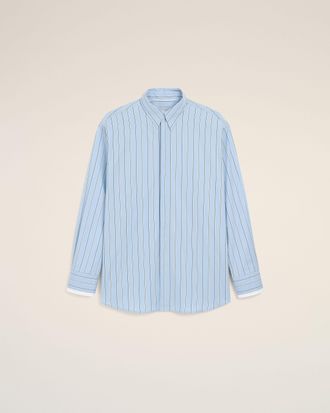 Ami Blue large striped cotton shirt with removable collar Blue - XXS - Unisex