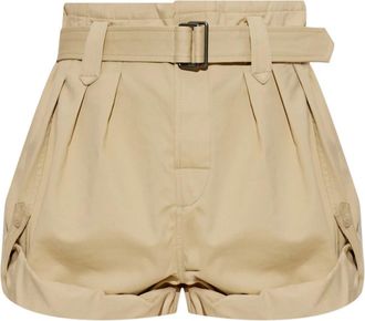 Kenzo Katoenen shorts met riem - Dames - Bermuda - Beige - S - Katoen - Korte Broeken