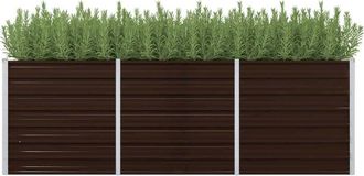 vidaXL Garden Raised Bed Brown 94.5x31.5x30.3 Galvanized Steel