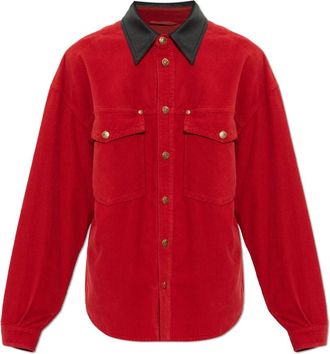 Versace Corduroy Velvet Blouson - Heren - Casual Overhemden - Rood - M - Katoen - Overhemden
