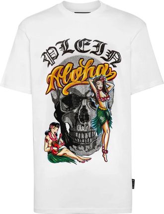 Philipp Plein T-Shirt Round Neck Hawaii - Heren - T-shirts - Wit - 5XL - Katoen - Tops