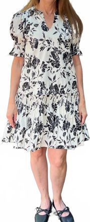 She + Sky Floral Midi Dress In Black And White