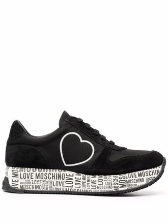 Love Moschino Sneakers met hartprint - Zwart
